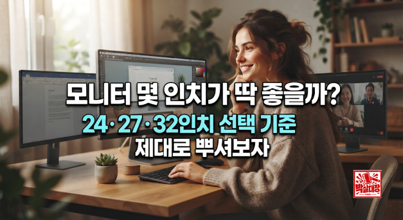 모니터 몇 인치가 딱 좋을까? 24·27·32인치 선택 기준 제대로 뿌셔보자