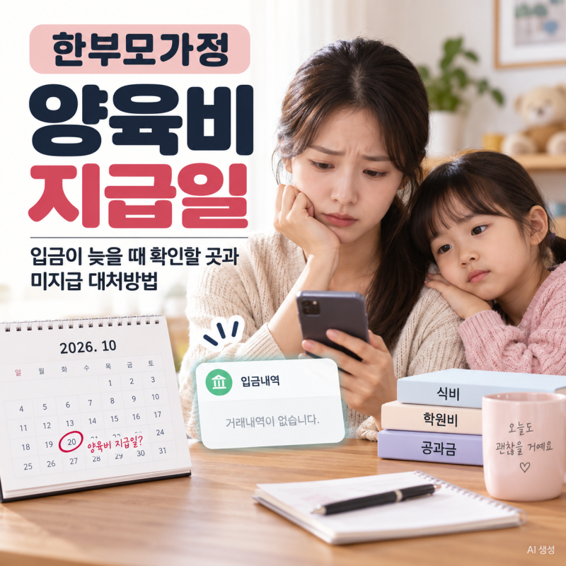 한부모가정 양육비 지급일｜입금이 늦을 때 확인할 곳과 미지급 대처방법