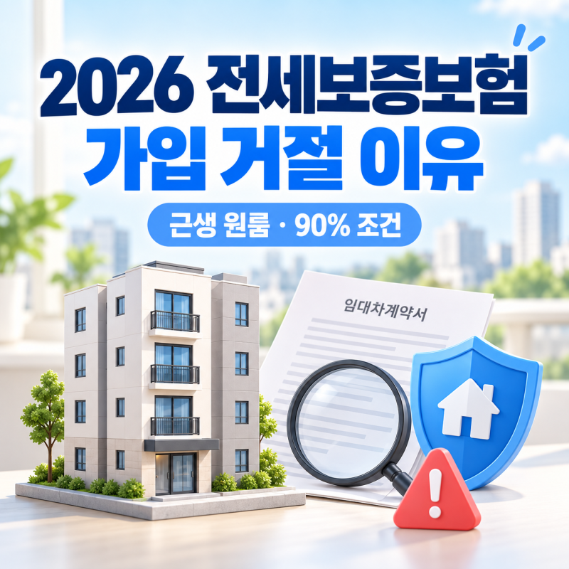 2026 전세보증보험 가입 거절 이유｜근생 원룸·90% 조건·보증료 지원