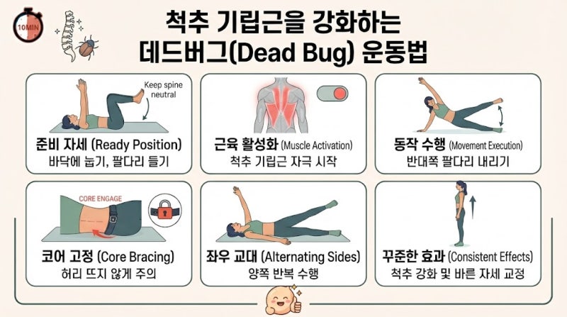 척추 기립근을 강화하는 데드버그 운동법