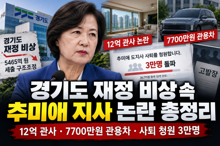 경기도 재정 비상 속 <b>추미애</b> 지사 논란 총정리, 12억 관사·7700만원 ....