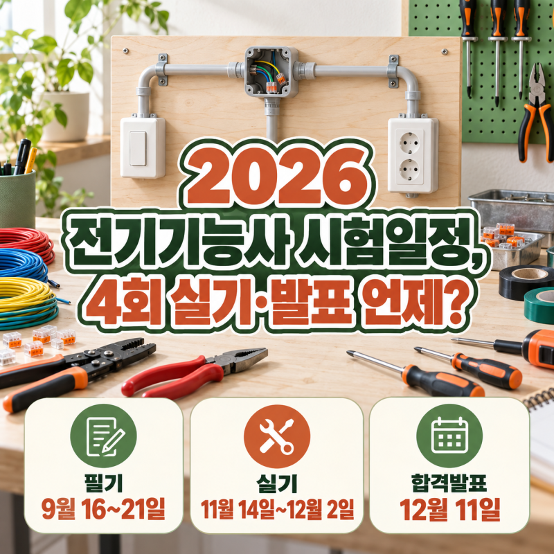 2026 전기기능사 시험일정, 4회 실기·발표 언제?