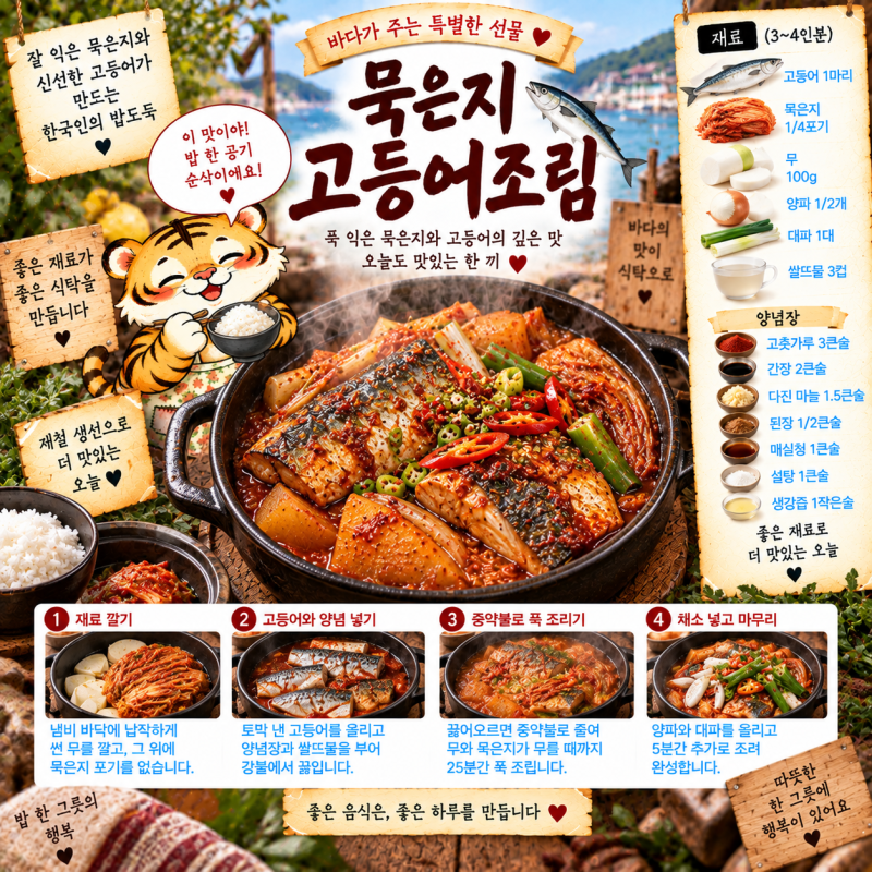 10월 제철 제주 고등어 요리 레시피 4종 (묵은지 고등어조림·구수한 고등어 시래깃국·이스탄....