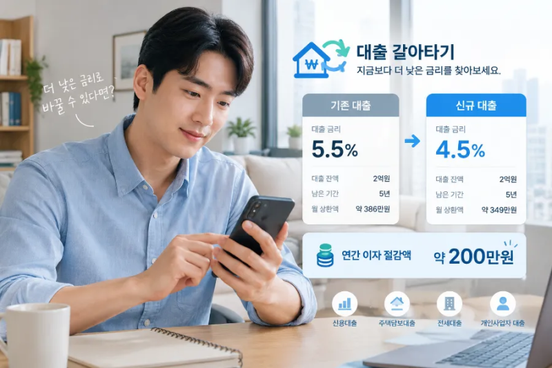 대출 갈아타기 조건 총정리｜금리 낮추면 실제 이자는 얼마나 줄까
