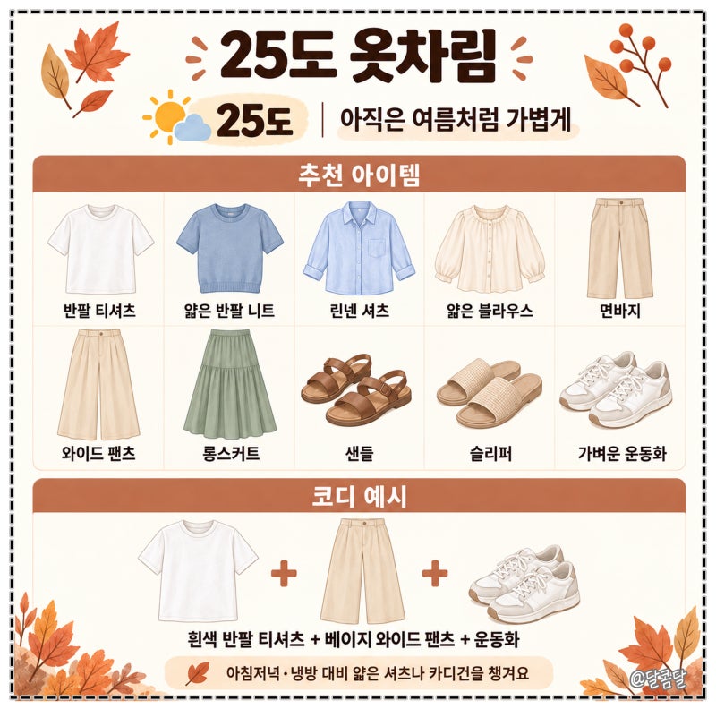 초가을 온도별 옷차림, 19도·21도·23도·25도 오늘 뭐 입지?