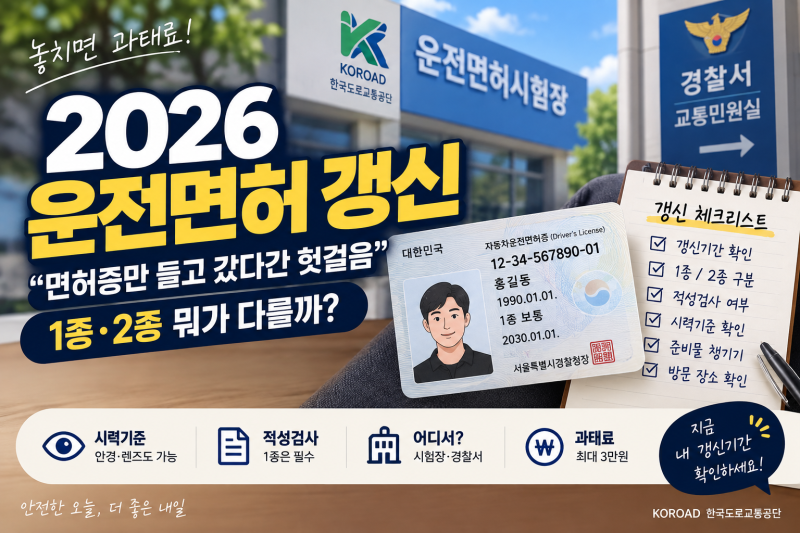 “면허증만 들고 갔다간 헛걸음” 운전면허증 갱신, 1종·2종 준비물부터 시력까지