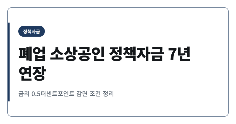 폐업 소상공인 정책자금 상환 7년 연장, 금리 0.5%p 감면 조건