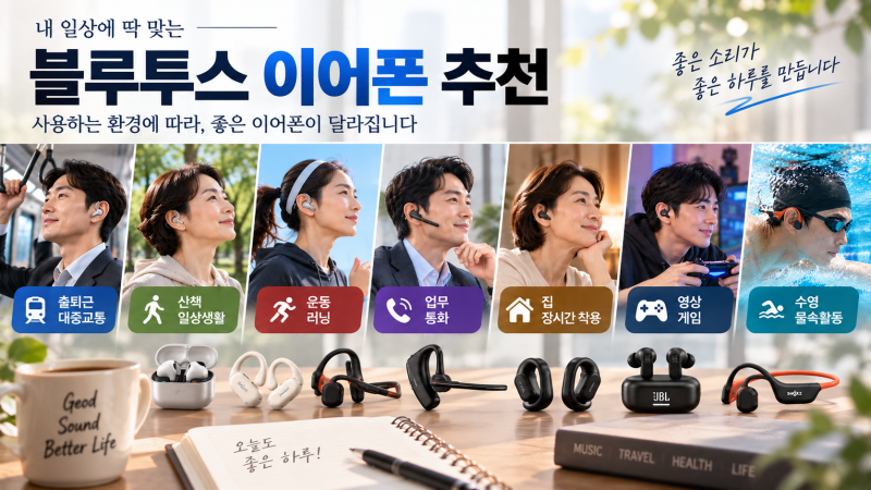 블루투스 이어폰 추천｜출퇴근·운동·게임·수영, 상황마다 달라요
