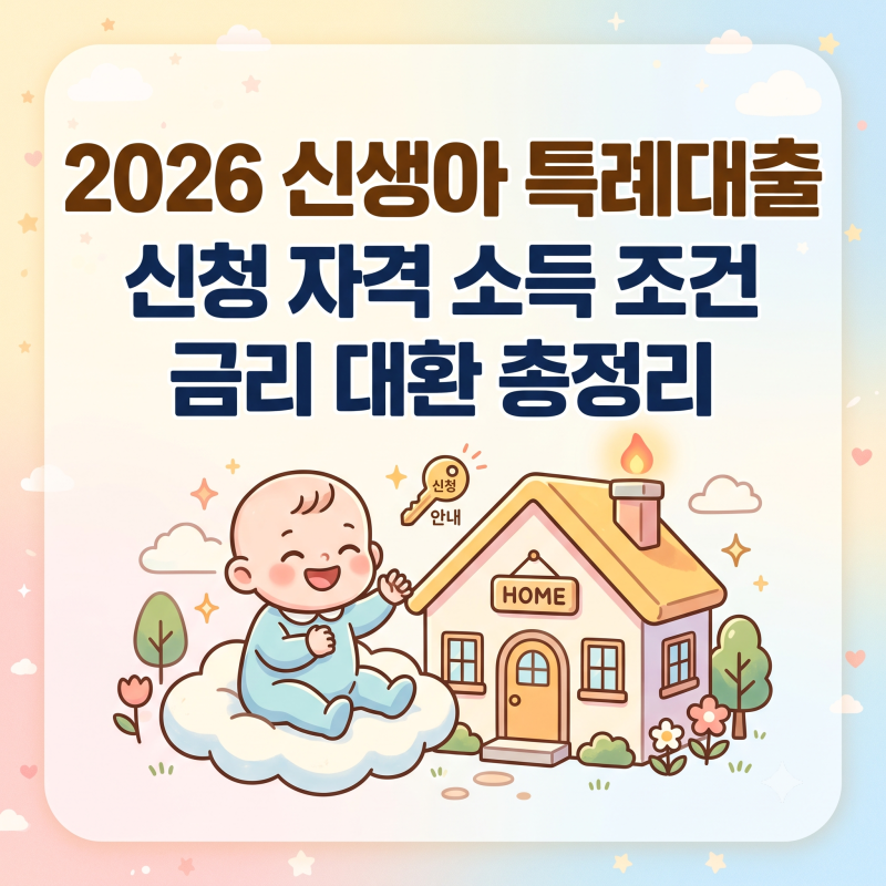 2026 신생아 특례대출 신청자격 소득 조건 금리 대환대출 총정리