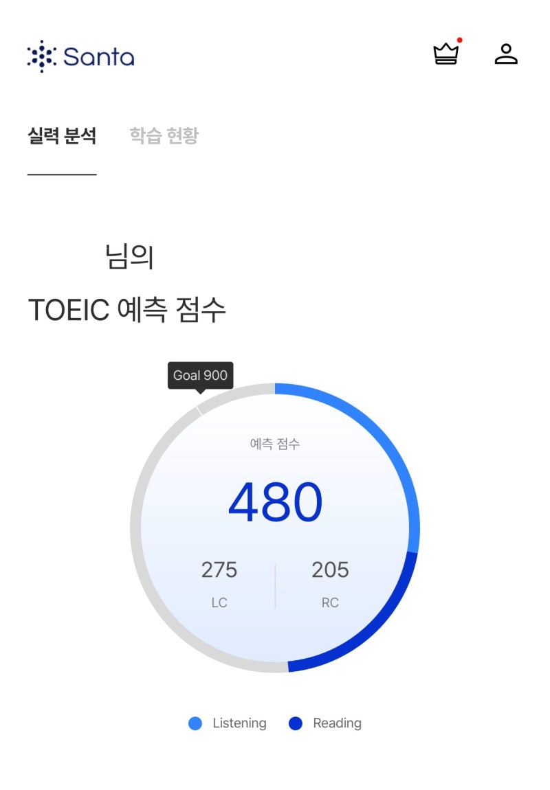 [토익 꿀팁] 산타토익 후기 20% 할인쿠폰 480점 -> 750점 후기