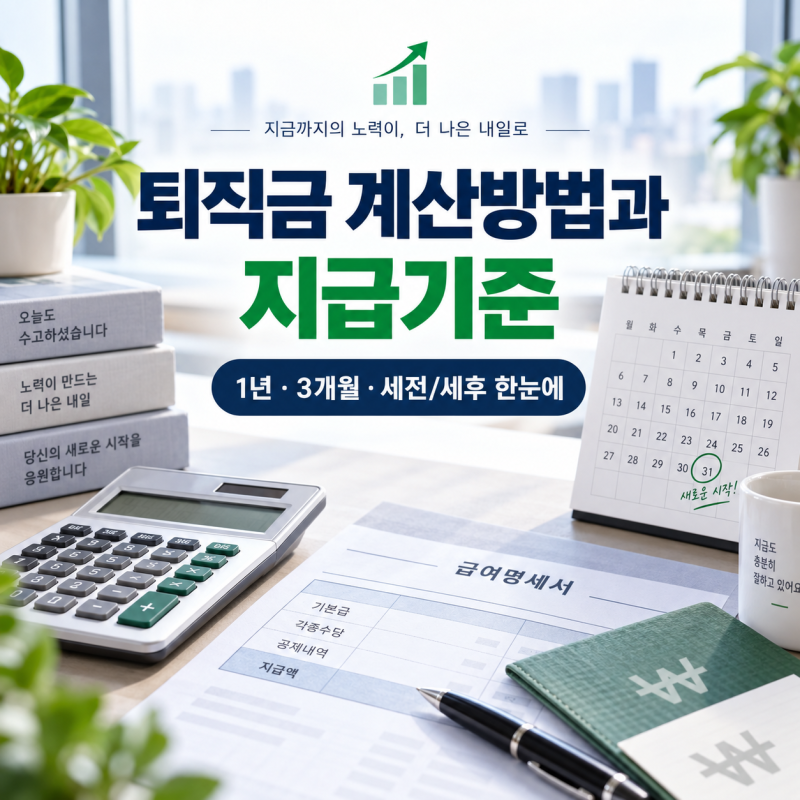 퇴직금 계산방법과 지급기준: 3개월·세전 세후·연차수당 총정리