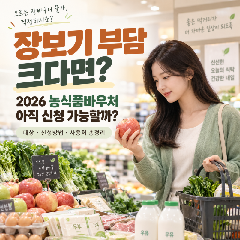 장보기 부담 크다면? 2026 농식품바우처 대상과 신청방법·사용처 총정리