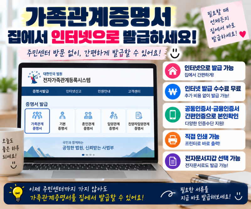 가족관계증명서 인터넷으로 어떻게 발급할까? 발급방법과 일반.상세.특정 차이 알아보기