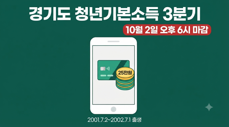 경기도 청년기본소득 3분기 25만원, 10월 2일 오후 6시 마감 전 대상·제외지역(성남·고양) 총....