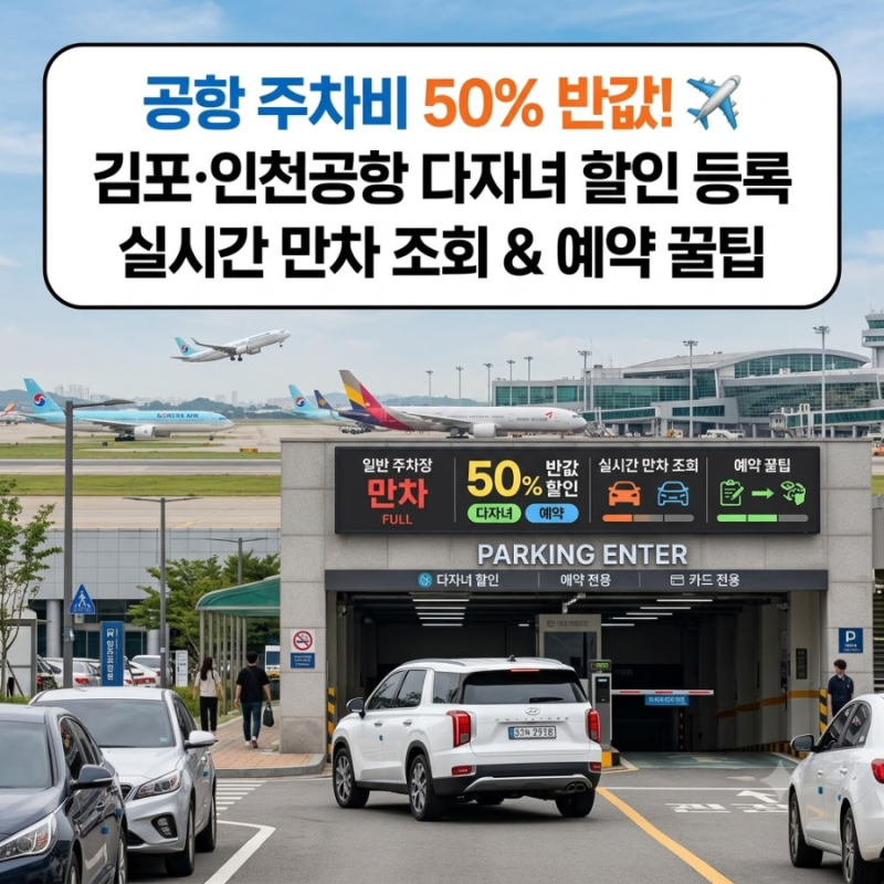 주차비 50% 반값 할인! ✈️ 2026 추석 김포공항·인천공항 주차장 다자녀 감면 등록 & 실시간 ....