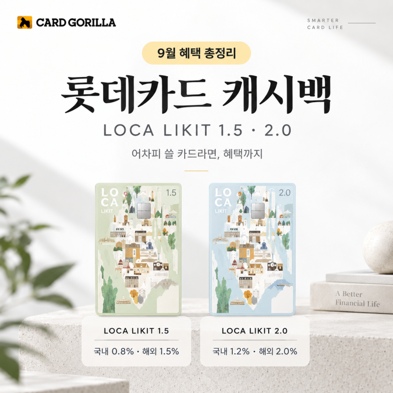 롯데카드캐시백 9월 혜택 총정리, LOCA LIKIT 얼마나 받을까