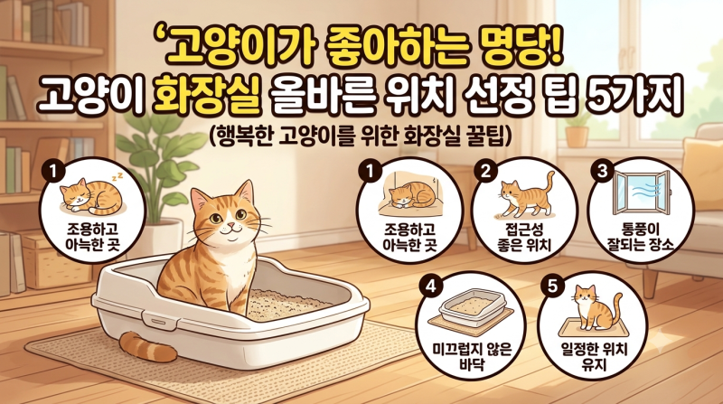 고양이가 좋아하는 명당! 고양이 화장실 올바른 위치 선정 팁 5가지