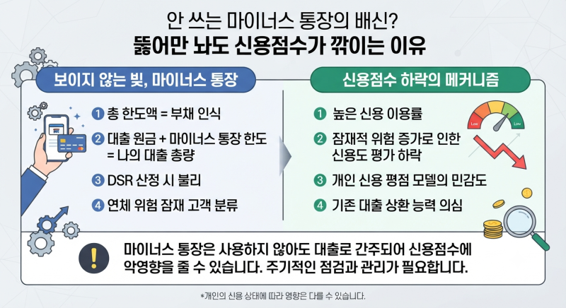 안 쓰는 마이너스 통장의 배신? 뚫어만 놔도 신용점수가 깎이는 이유