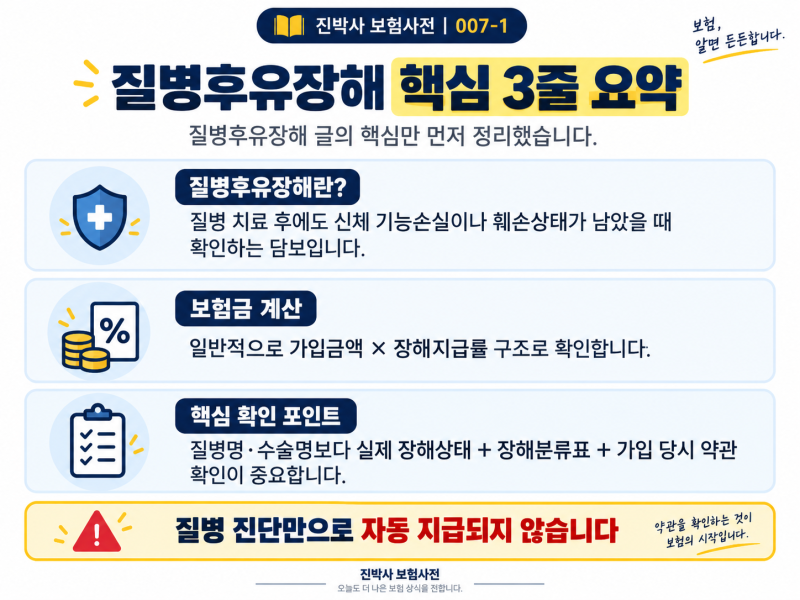 007-1 | 질병후유장해 보험금 받을 수 있을까? 3%부터 장해지급률·청구방법까지 정리