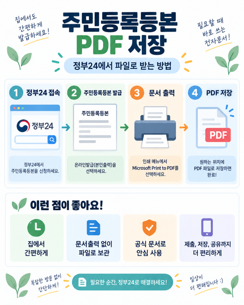 주민등록등본 PDF 저장｜정부24에서 파일로 받는 방법
