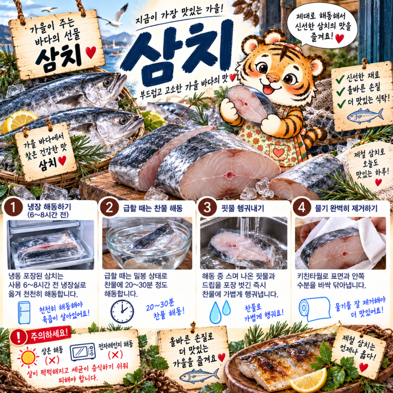 10월 제철 제주 손질 삼치 잔가시 정밀 제거법 & 해동지 밀착 랩핑· 냉동 보관법