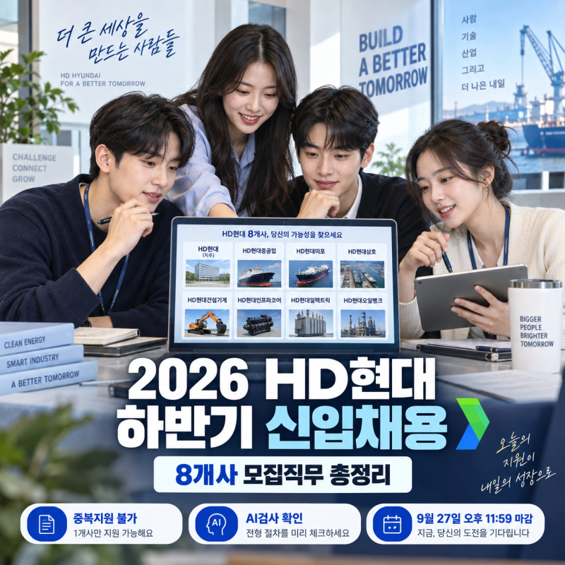 2026 HD현대 하반기 신입채용 어디 지원할까? 8개사 모집직무 총정리