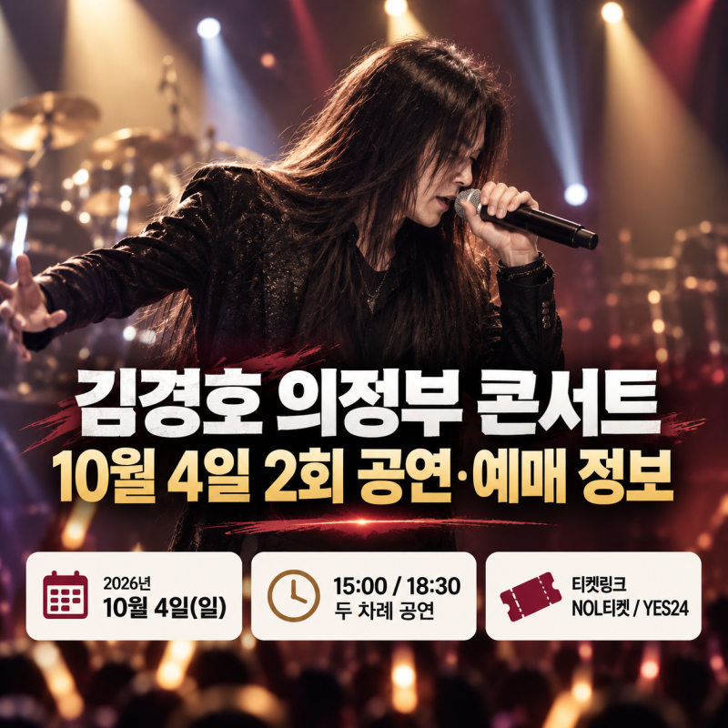 김경호 의정부 콘서트 10월 4일 2회 공연·예매 정보