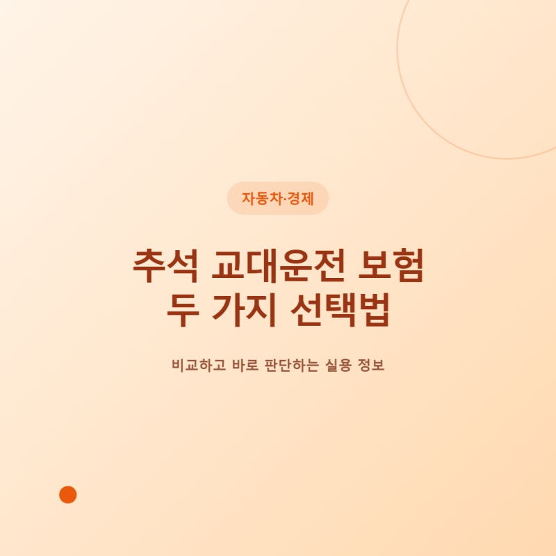 추석 교대운전 보험, 원데이 자동차보험·임시운전자특약 차이