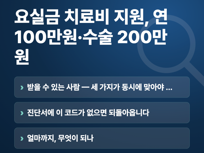 요실금 치료비 지원, 연 100만원·수술 200만원