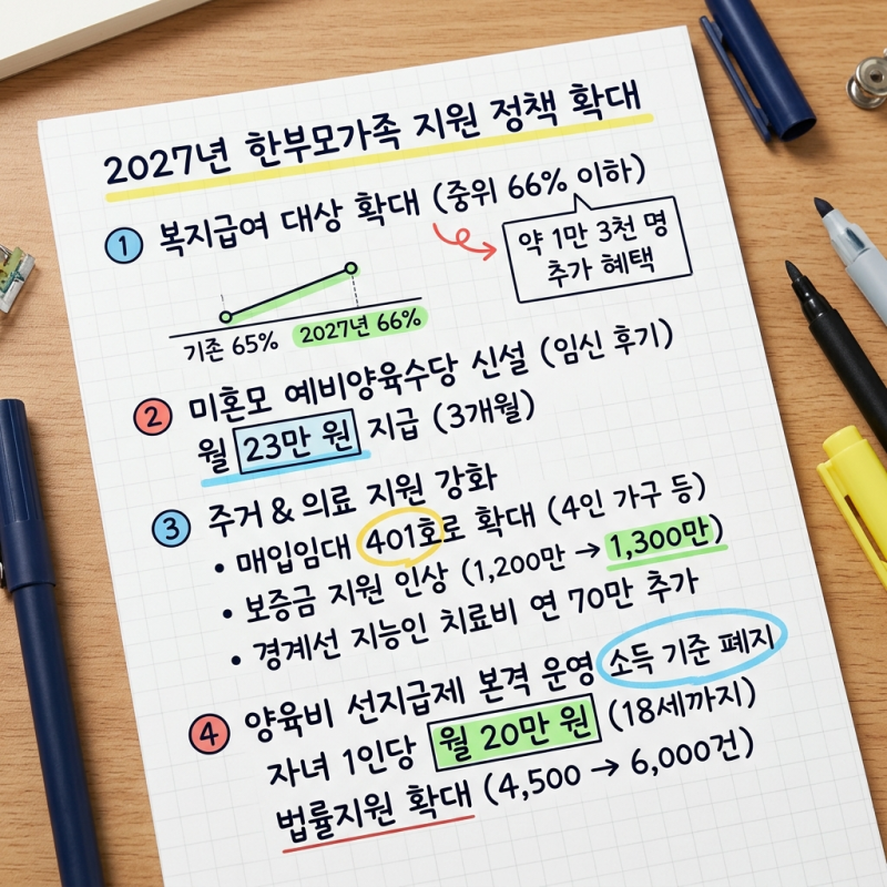 2027년 한부모가족 지원 정책 확대 복지급여 대상과 예비양육수당 확인