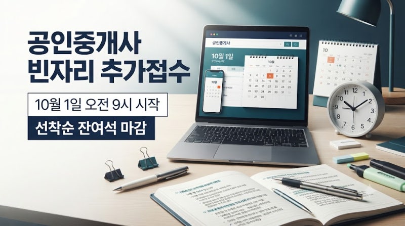 정기접수를 놓쳤다면? 공인중개사 10월 빈자리 접수
