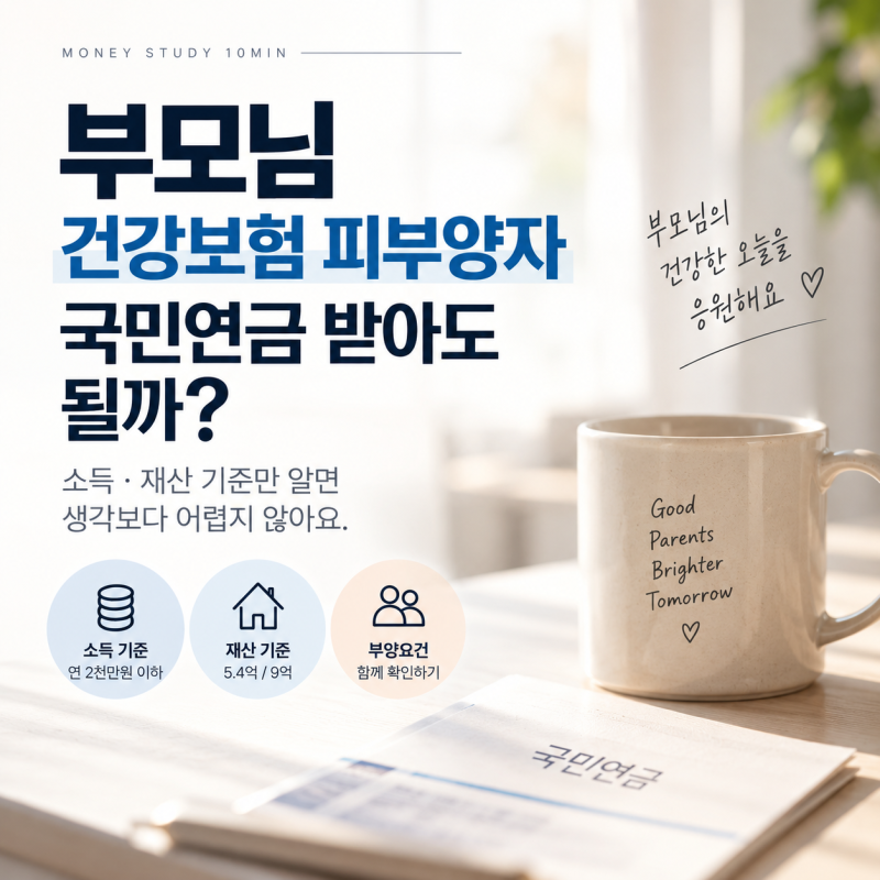 부모님 건강보험 피부양자, 국민연금 받으면 탈락할까? 소득·재산 기준 정리