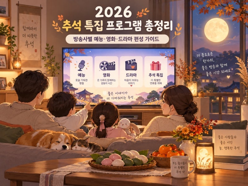 2026 추석 특집 프로그램·특선영화 편성표 총정리｜KBS·MBC·SBS·종편·tvN 9월 21일 최신 확정