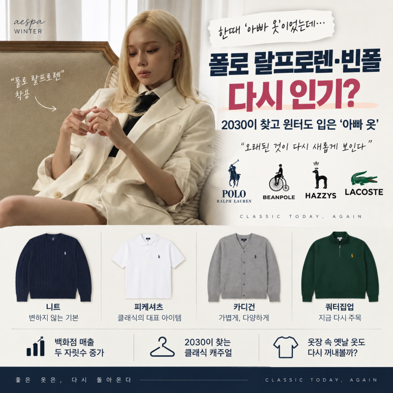 윈터도 입은 ‘아빠 옷’ 2030이 찾는 클랙식 캐주얼, 폴로 랄프로렌·빈폴 다시 인기?