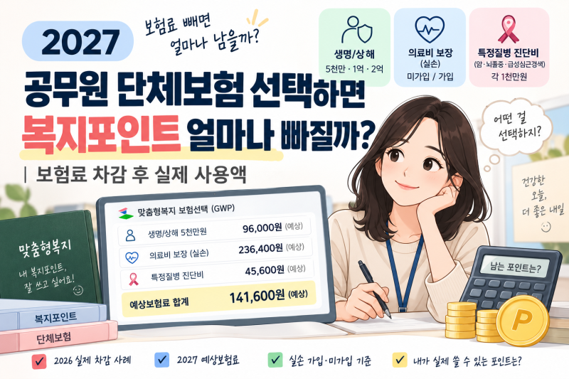 2027 공무원 단체보험 선택하면 복지포인트 얼마나 빠질까?｜보험료 차감 후 실제 사용액