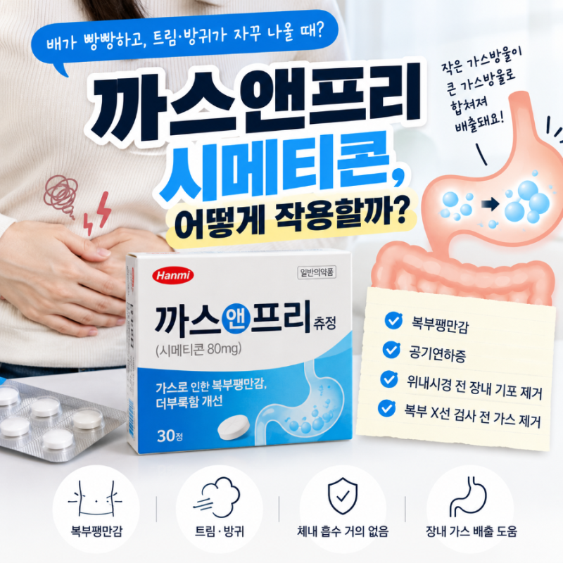까스앤프리 효과 있을까?, 시메티콘이 가스를 없애는 방법은?