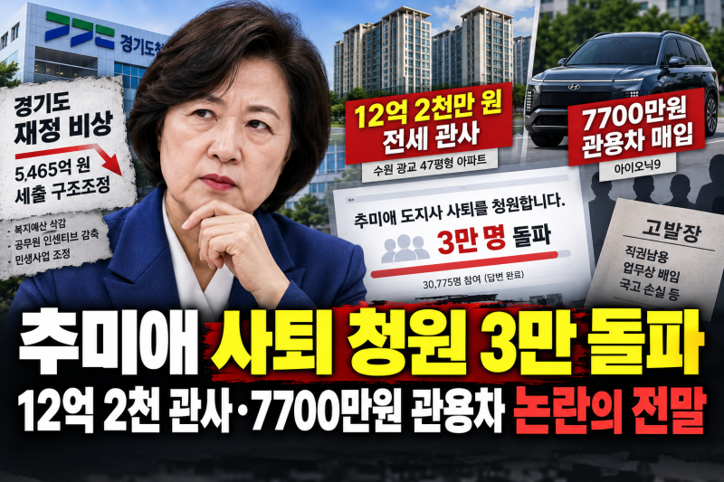 추미애 사퇴 청원 3만 돌파 총정리｜12억2천 관사·7700만원 관용차 논란의 전말