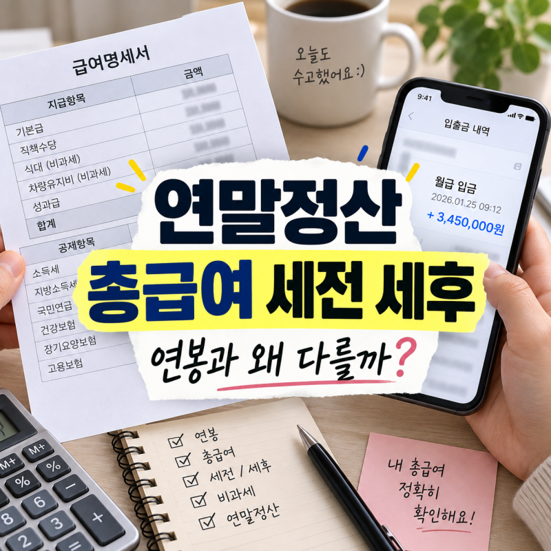 연봉 그대로 쓰면 금액이 틀립니다｜연말정산 총급여 세전 세후, 비과세 빼는 계산방법