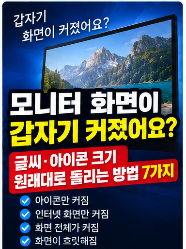 모니터 화면이 갑자기 커졌어요? 글씨·아이콘 크기 원래대로 돌리는 방법 7가지