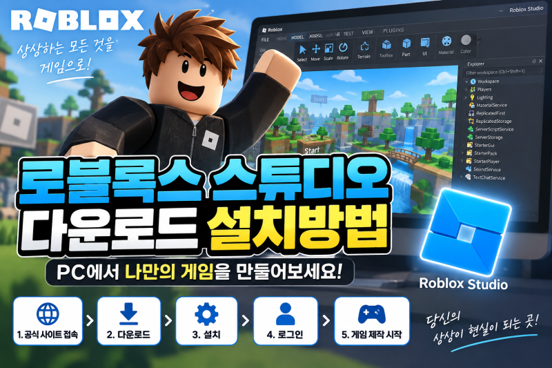 로블록스 스튜디오 다운로드 설치 방법, PC에서 시작하는 법