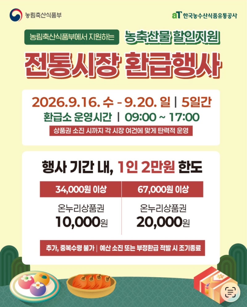 2026 추석 전통시장 온누리상품권 환급행사｜부산 농축산물 최대 2만원 환급받는 방법 시장 ....