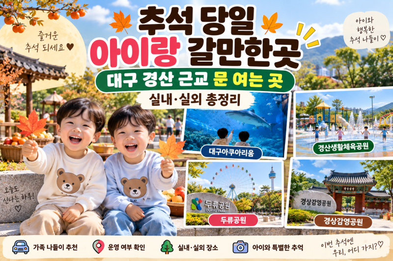 추석 당일 아이랑 갈만한곳｜대구 경산 근교 문 여는 곳 실내·실외 총정리