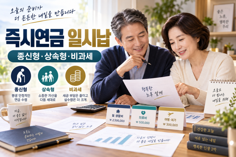 즉시연금 일시납 가입조건·비과세｜종신형·확정형·상속형 차이