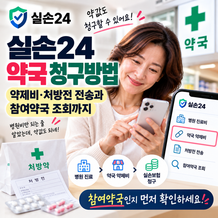 실손24 약국 청구방법, 약제비·처방전 전송과 참여약국 조회