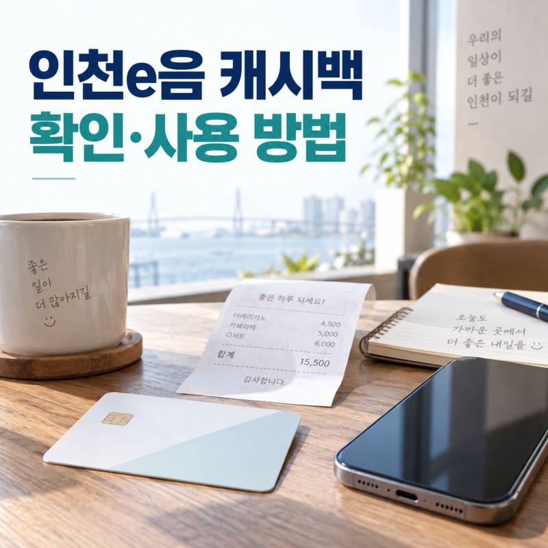 인천e음 캐시백 확인 및 사용 방법, 적립 내역 조회하기
