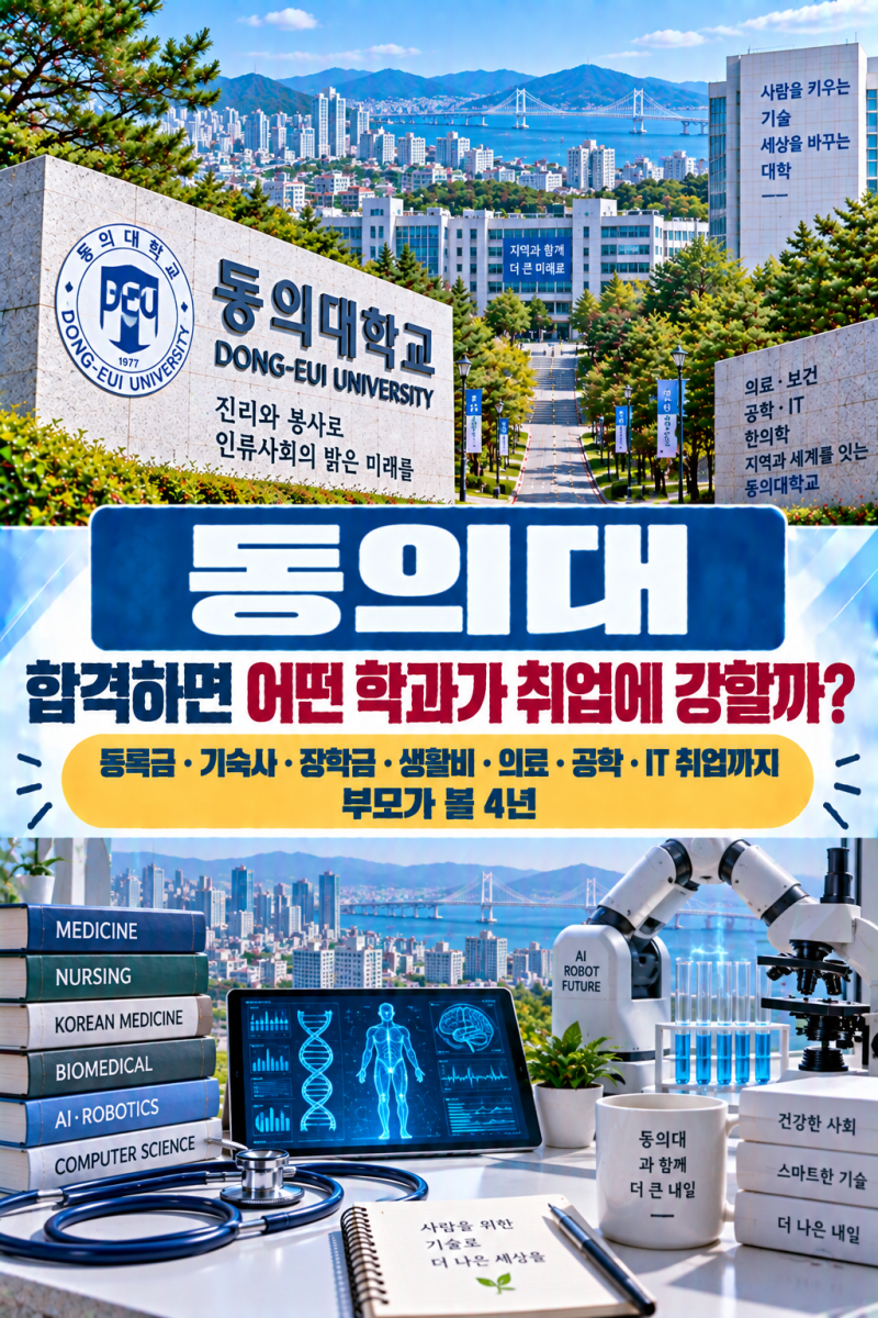 동의대 합격하면 어떤 학과가 취업에 강할까? 등록금·기숙사·장학금·생활비·의료·공학·IT....