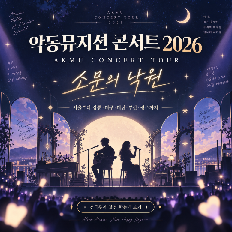 악동뮤지션 콘서트 예매 전 확인, 2026 소문의 낙원 일정 총정리