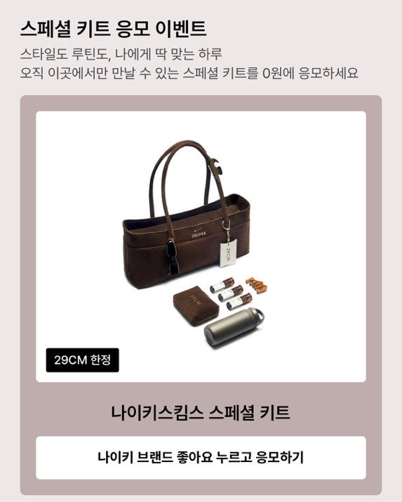 나이키 스킴스 가을신상 숄더백 키트 29cm 응모 방법(어직 29cm에서만 가능)