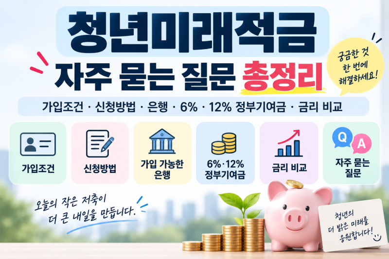청년미래적금 자주 묻는 질문 총정리｜가입조건·신청방법·은행·6%·12% 정부기여금·금리 비....