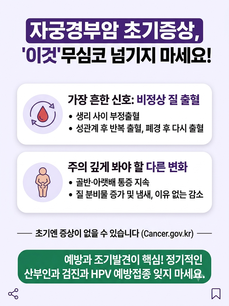 자궁경부암 초기증상｜생리 아닌데 피가 난다면 그냥 넘겨도 될까?
